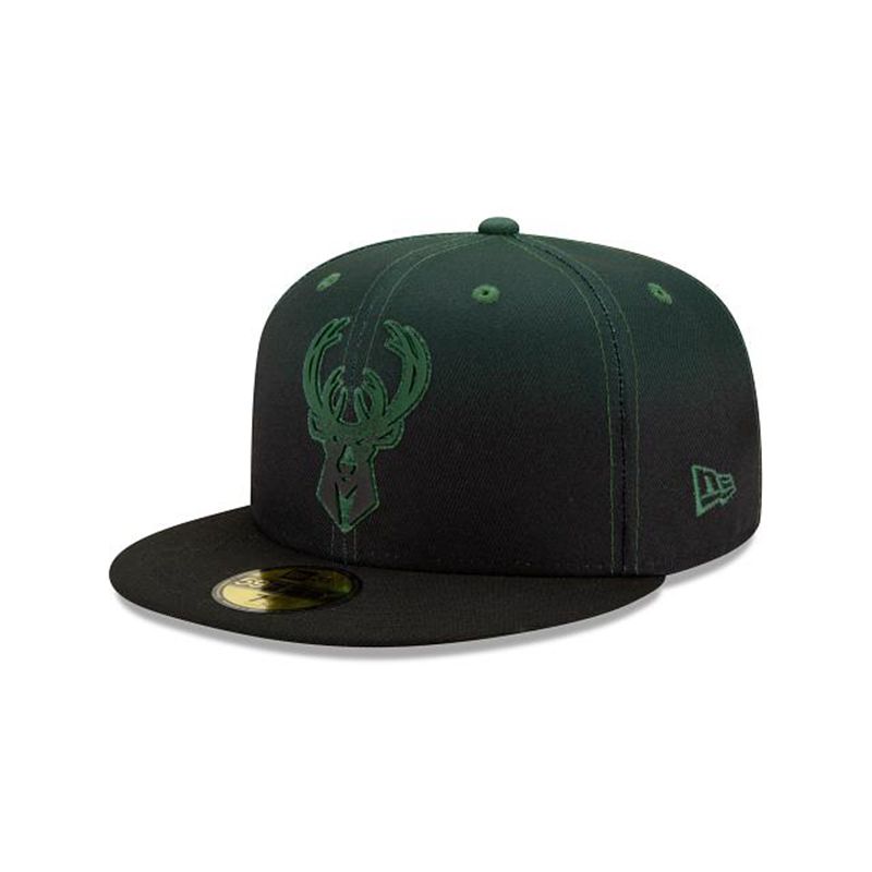 NBA Milwaukee Bucks Back Half 59Fifty Fitted (WAG8858) - Green New Era Caps